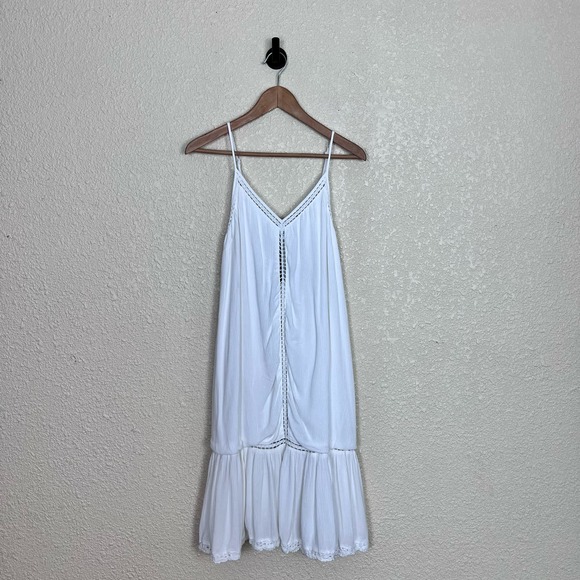 Cupcakes & Cashmere Crochet Frill Sundress Womens Medium White Drop Waist Coast - Picture 3 of 9